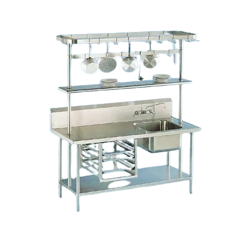 Commercial sink and table for kitchen setups